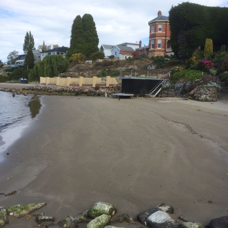 Reaching the cove at Red Chapel Beach